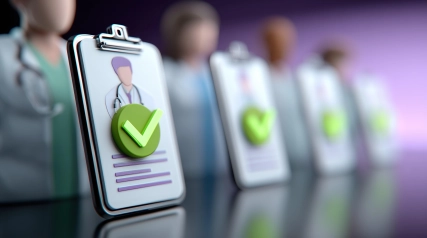 Tablettes numériques affichant des profils médicaux validés